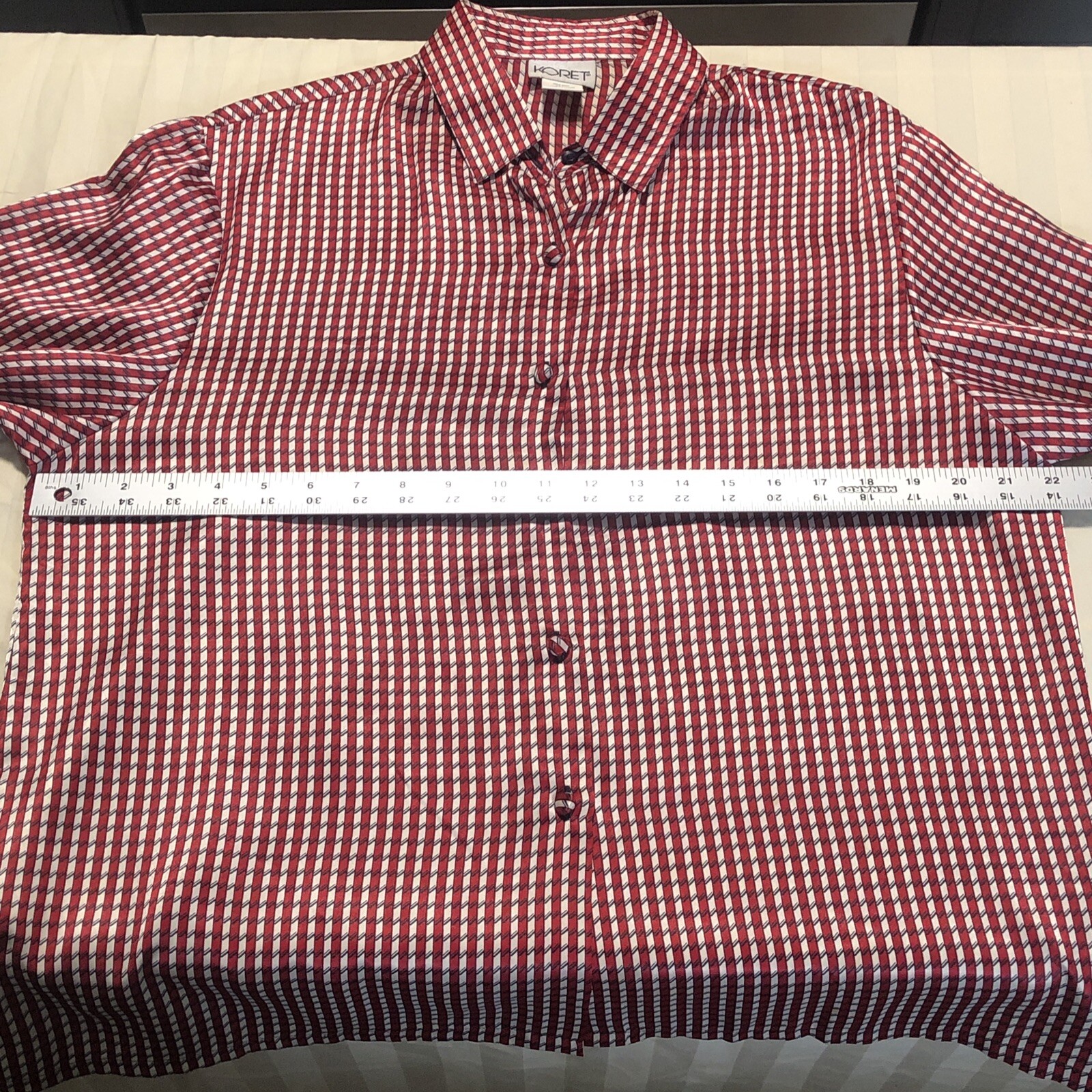Vintage 70s Style Red White Black Striped Collared Disco Blouse Shirt – Size 16W