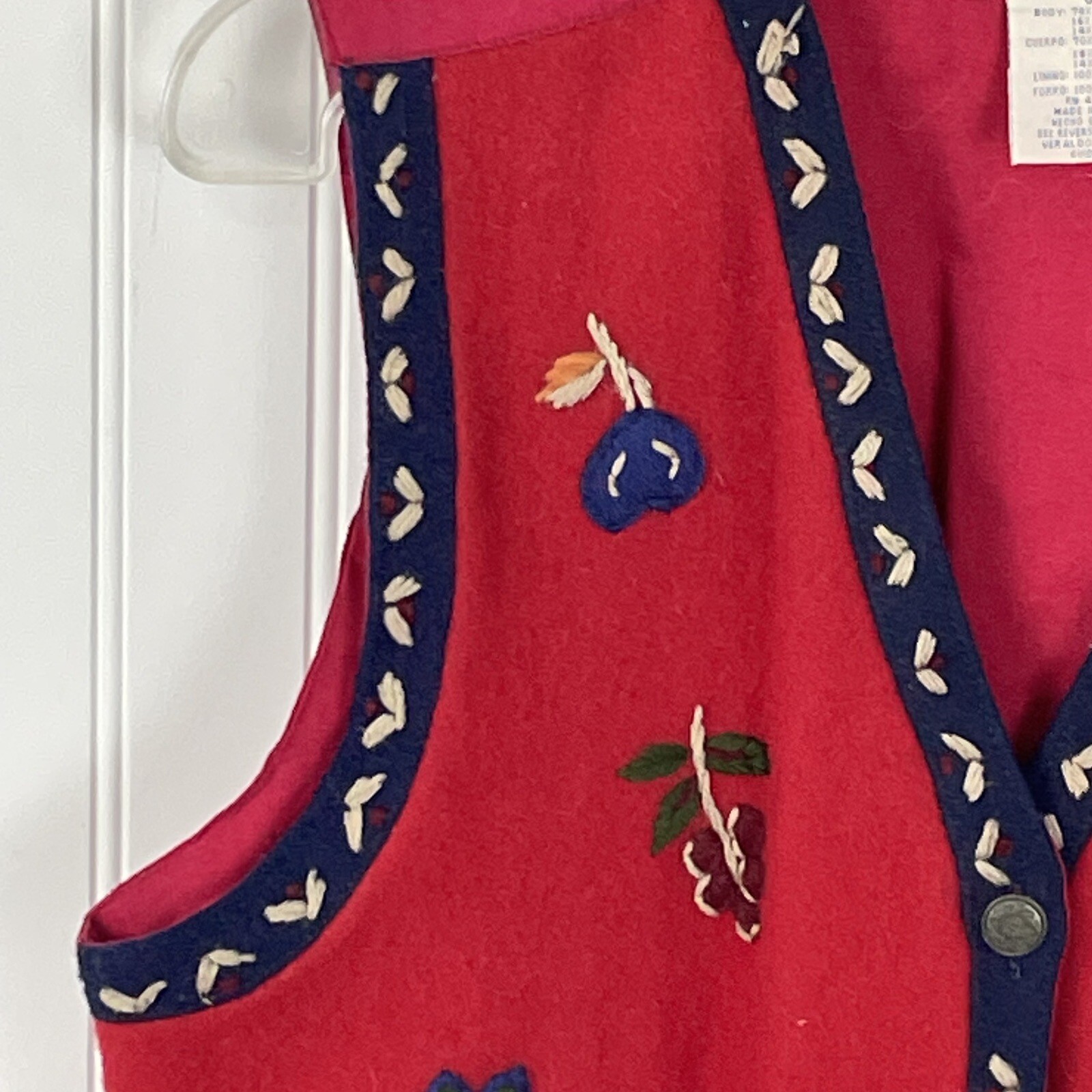 Vintage Erica Classics Womens Felted Wool Bavarian Style Vest Red Size Small