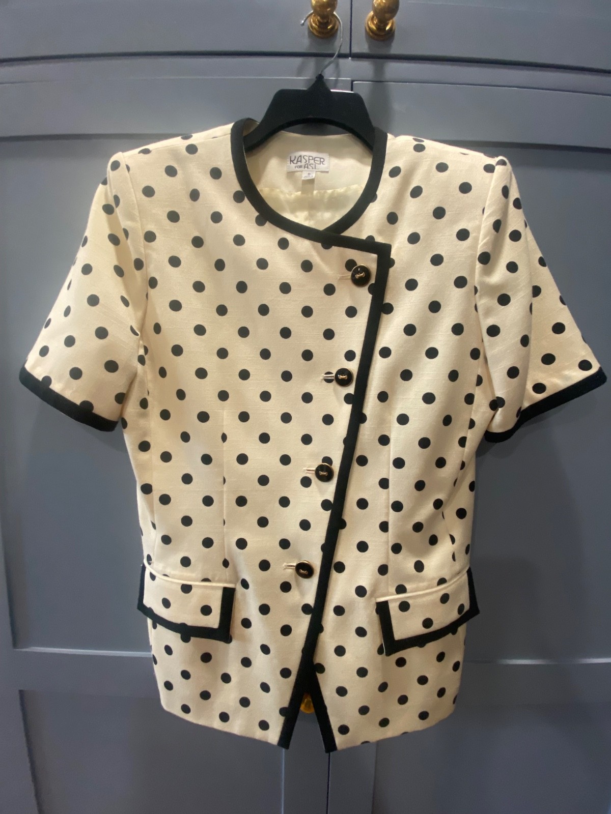 Vintage 80s 90s Kasper Career Polka Dot Blazer Jacket Rockabilly Office