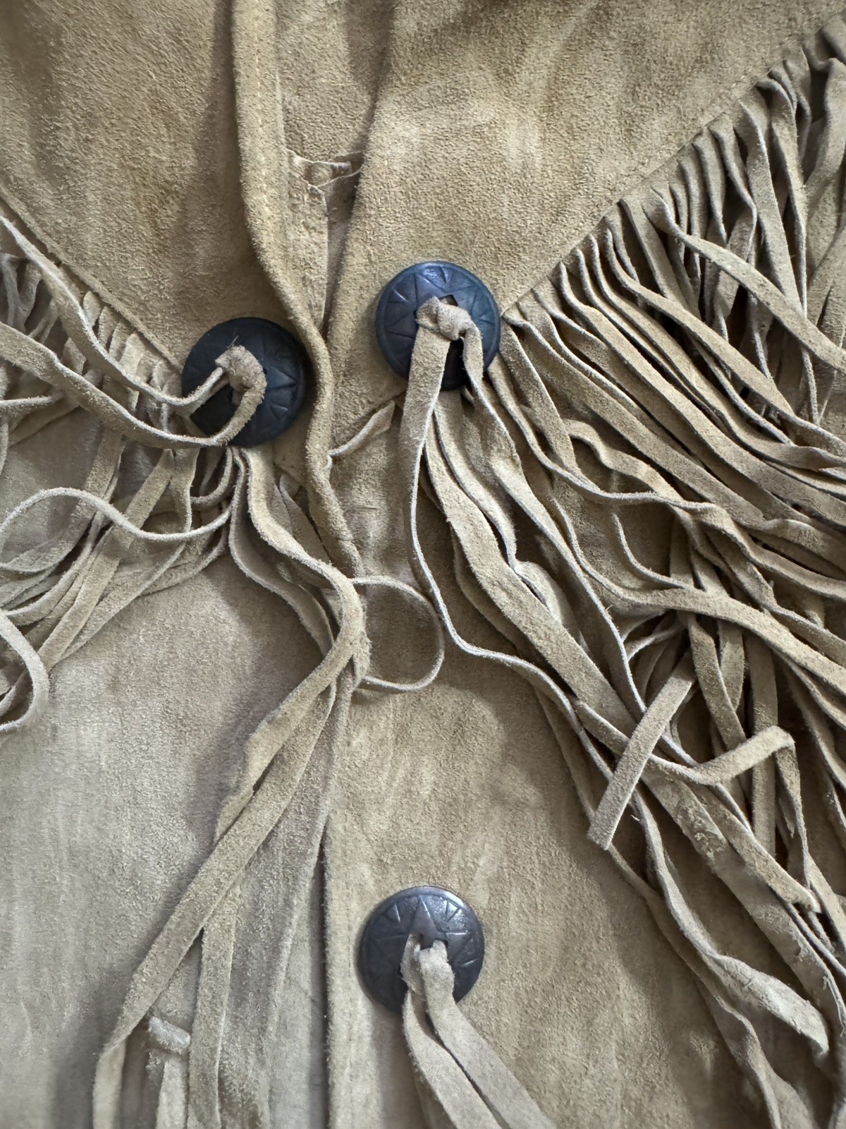Vintage Gallaghers Suede Fringe Vest Western Leather Tan Size L