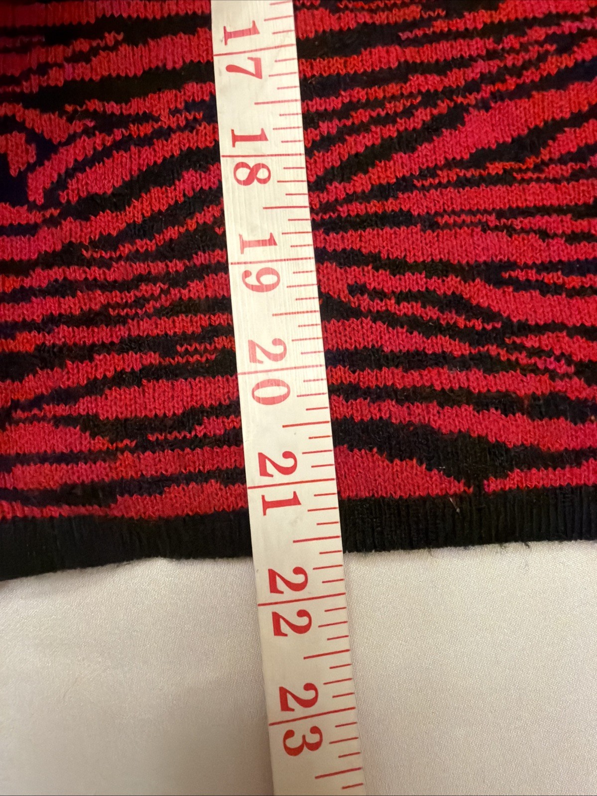VTG Lennie By Nina Leonard Red & Black Zebra Knit Button Up Cardigan Size M