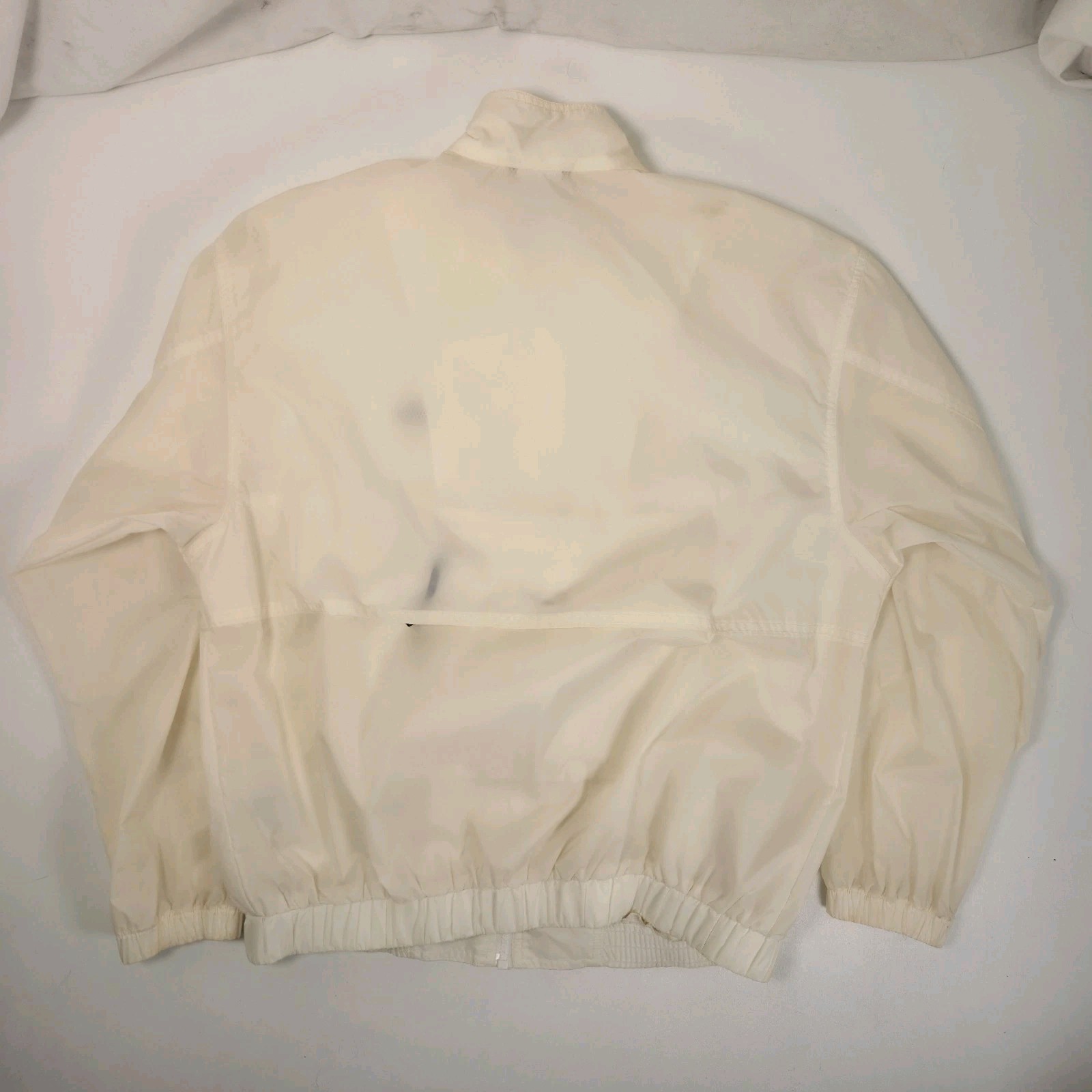 VTG 90s Nike Script Womens Packable Windbreaker Jacket Medium Ivory Athleisure