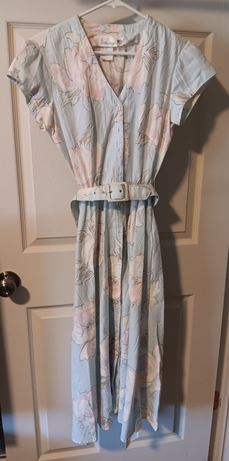 Vintage 1980’s cotton blend shirt-waist midi dress Size 8