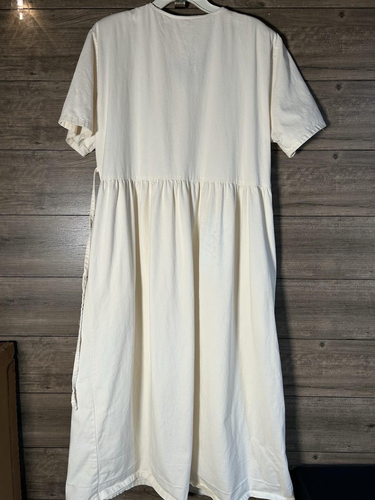 Country ChicCreamColored Denim Dress PearlButtons Appliqué Bedazzled VTG 80-90s