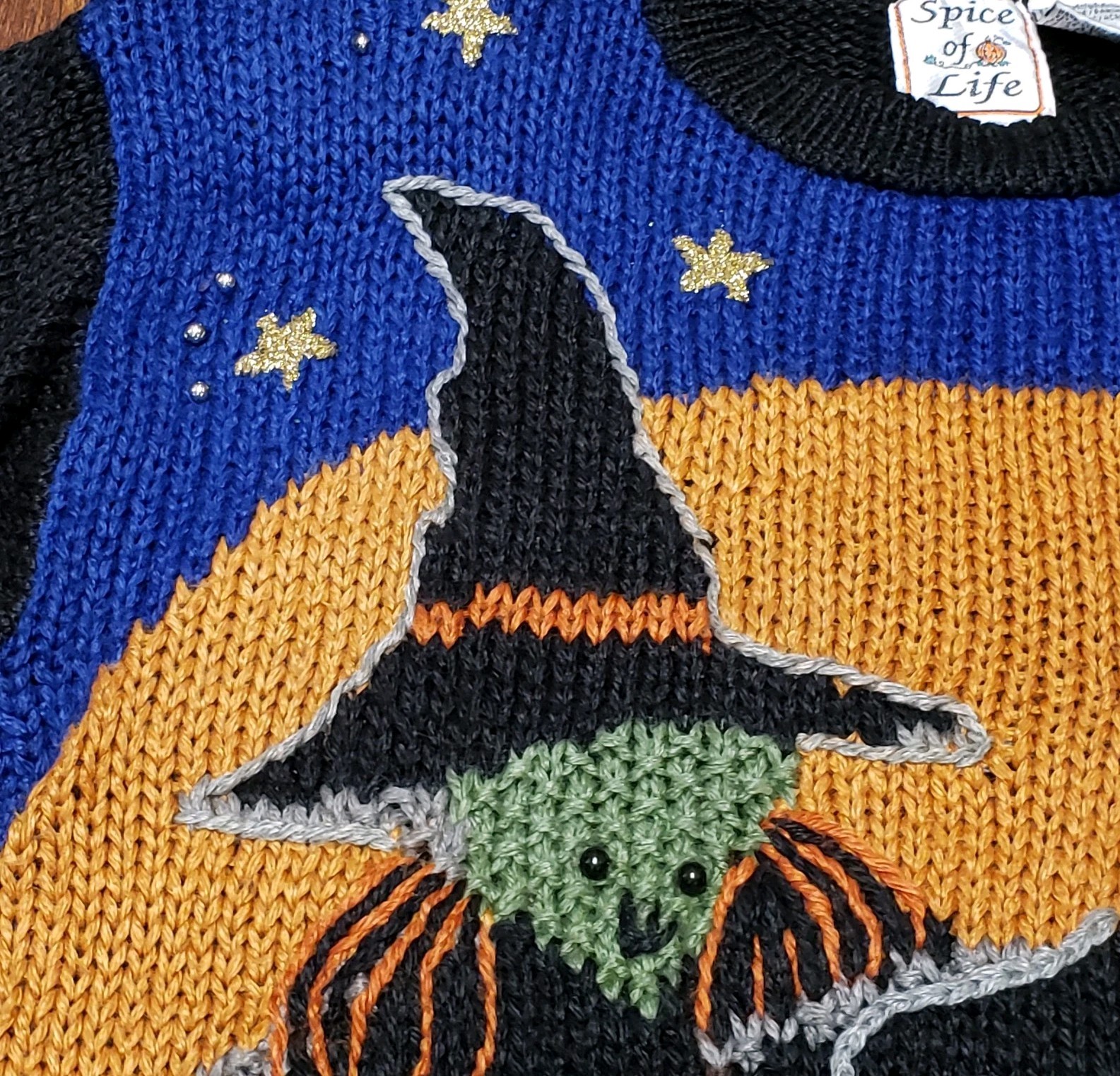 VTG 90s Spice Of Life Halloween Sweater Size XL Witch Pumpkin Knit Holiday Rare