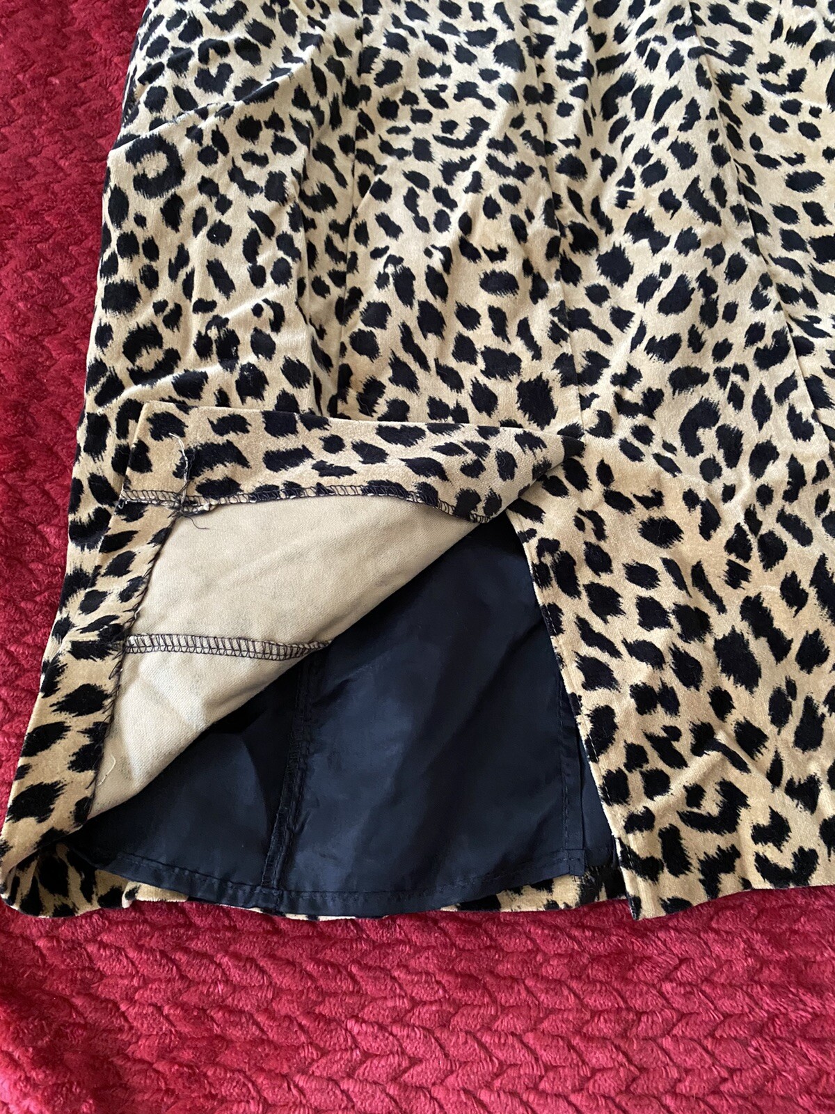 Misty Lane Velvet Cheetah Dress, Size 8, velvet leopard print vintage