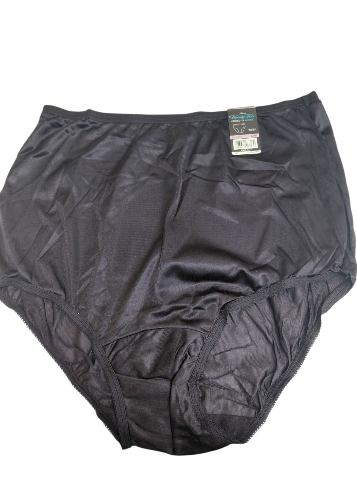 Vintage Mid Black Vanity Fair Brief Size 6/M No Lace