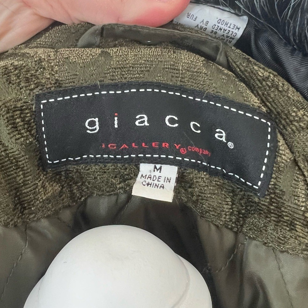 Giacca Gallery Vintage 90s/Y2K Dark Green Embroidered Boho Jacket Faux Fur 🦚