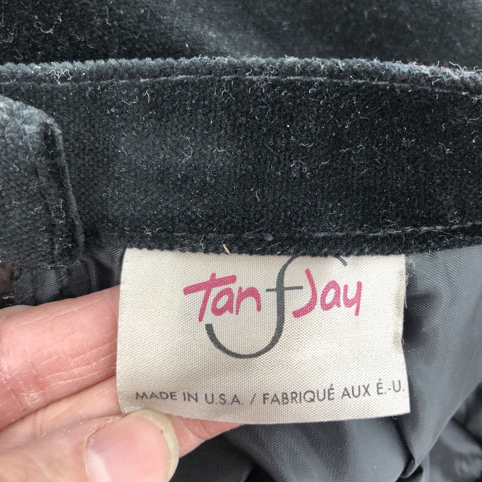 Vintage Tan Jay 1970s Black Velvet Classic A-Line Skirt Women’s Size 12