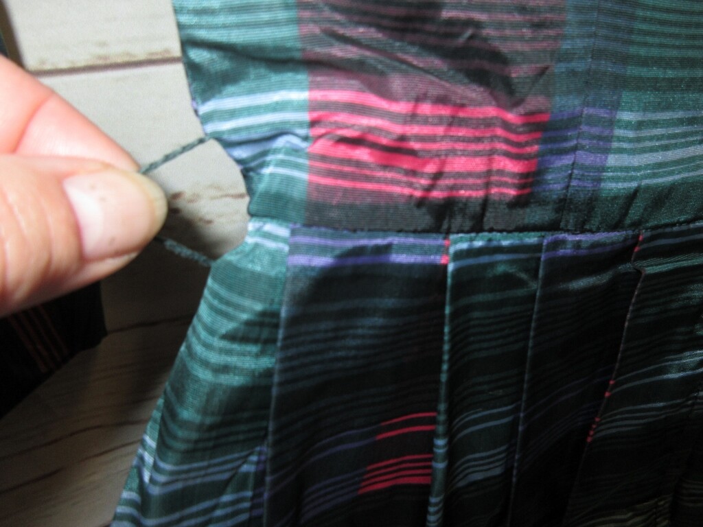 VTG 50’s Jonathan Logan Dress Rockabilly Satin Stripe Pleated 11 32/24/36 Plaid
