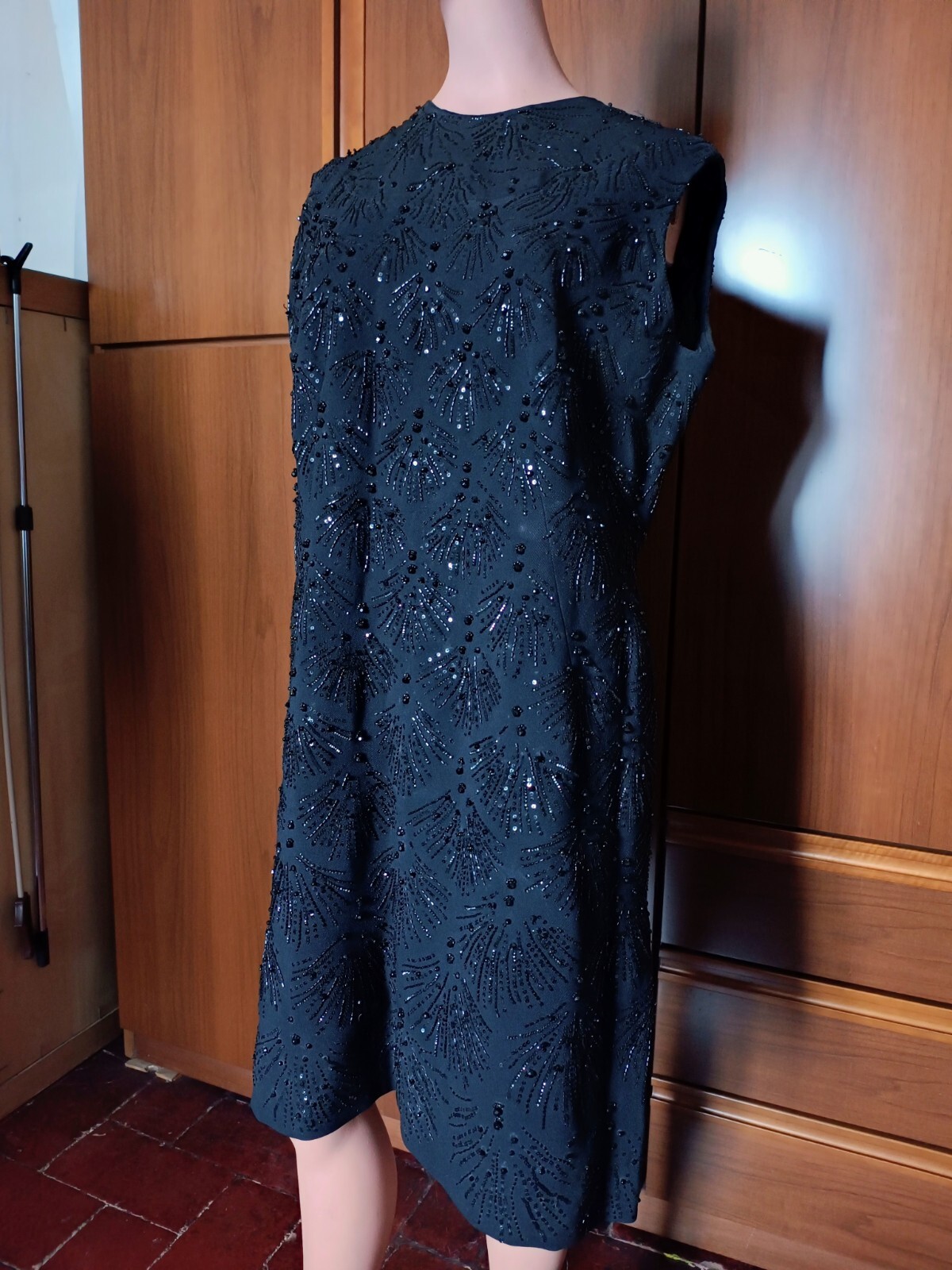 Vintage Wool Tailored Dress, Size L, See Measurements, Excellent Condition