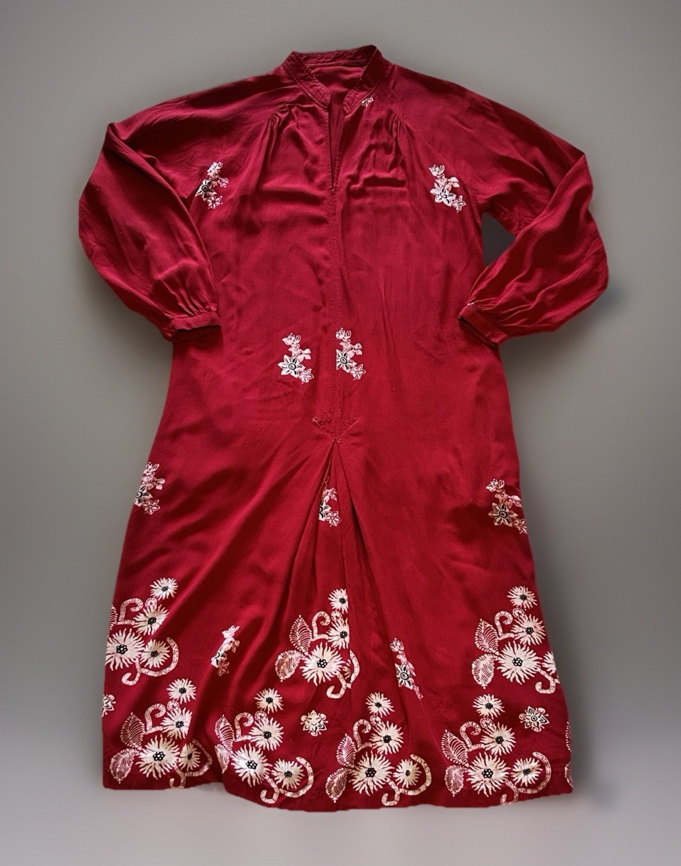 Vintage 1970s Ethnic Floral Print Boho Homemade Hippie Tunic Maxi Housedress