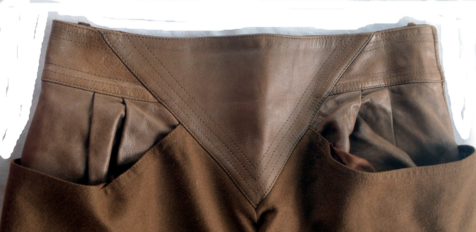 Vintage 80’s ELGE4 High Waisted Brown Cuffed Trousers Leather Waistband 26″X38″