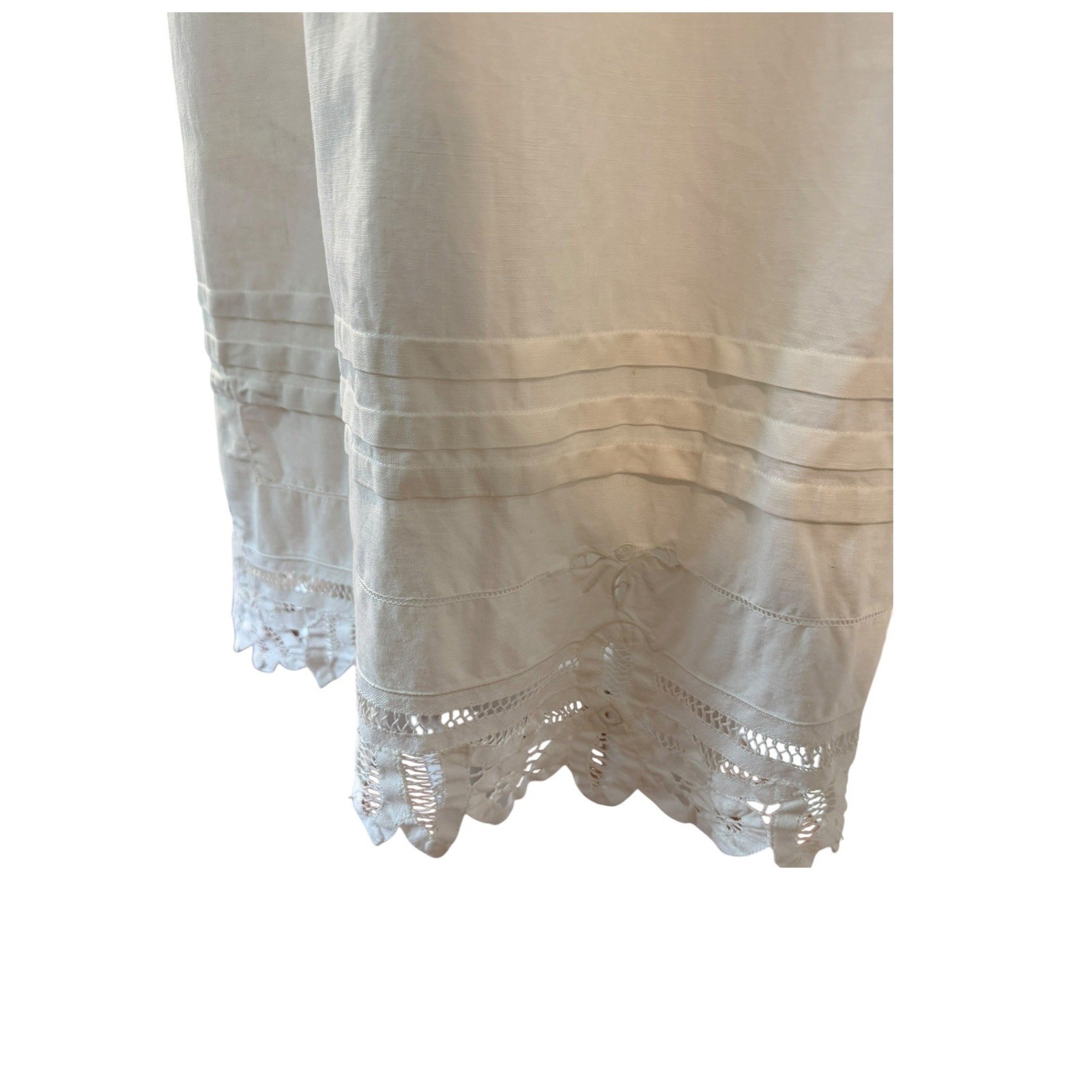 Paper White Vintage 80s Lace Victorian Revival Midi Dress Off White Medium Large