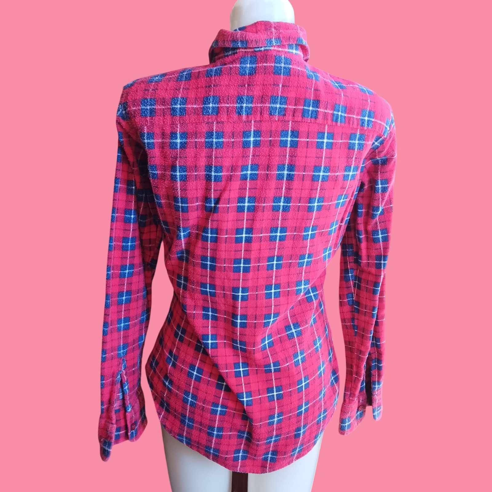 True Vintage Flannel Shirt Small 1980s Rockabilly Red/Blue Checker by Sheplers