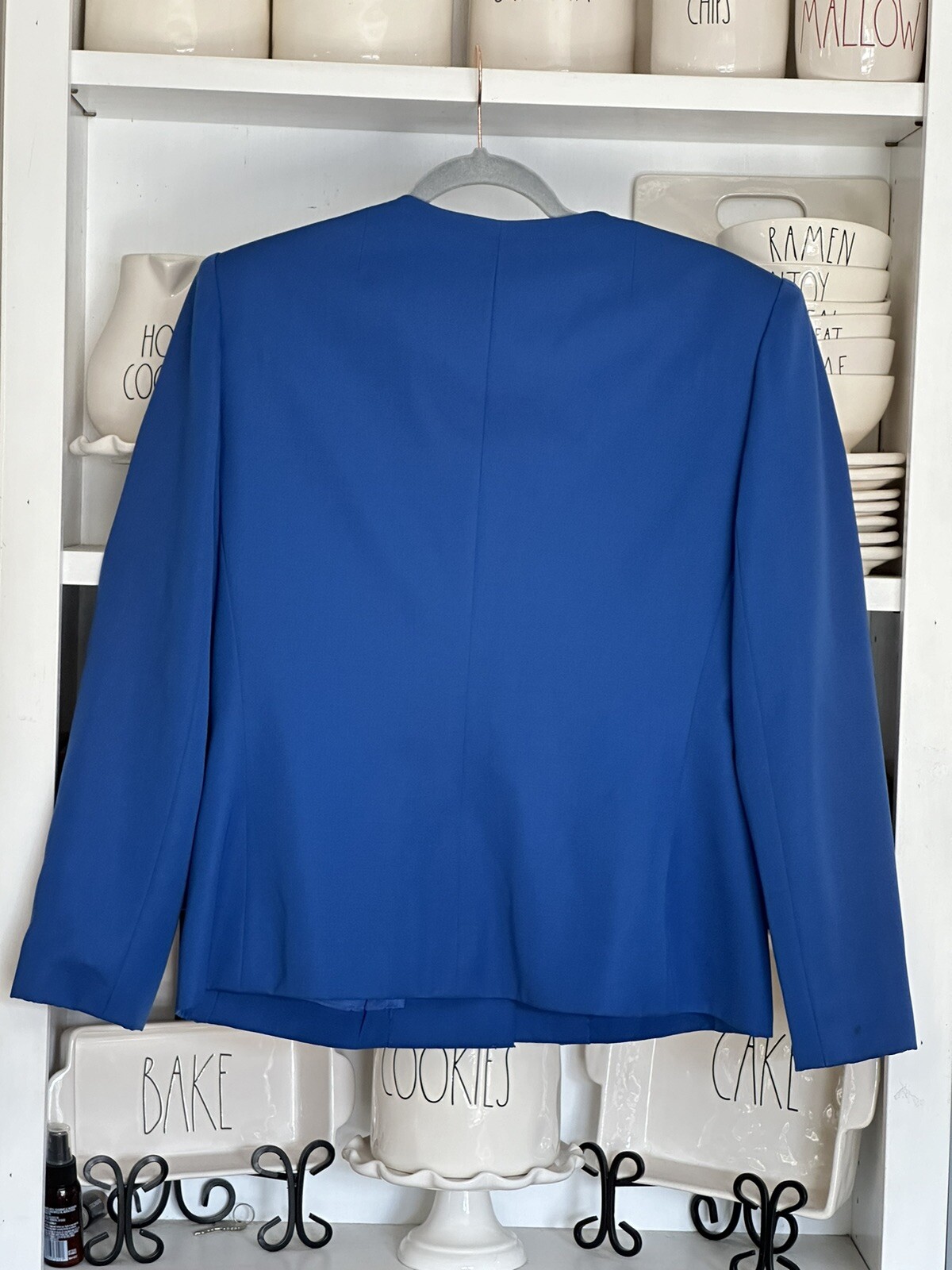 Vintage Givenchy 90’s Cropped Jacket Wool Exterior Silk Interior Electric Blue