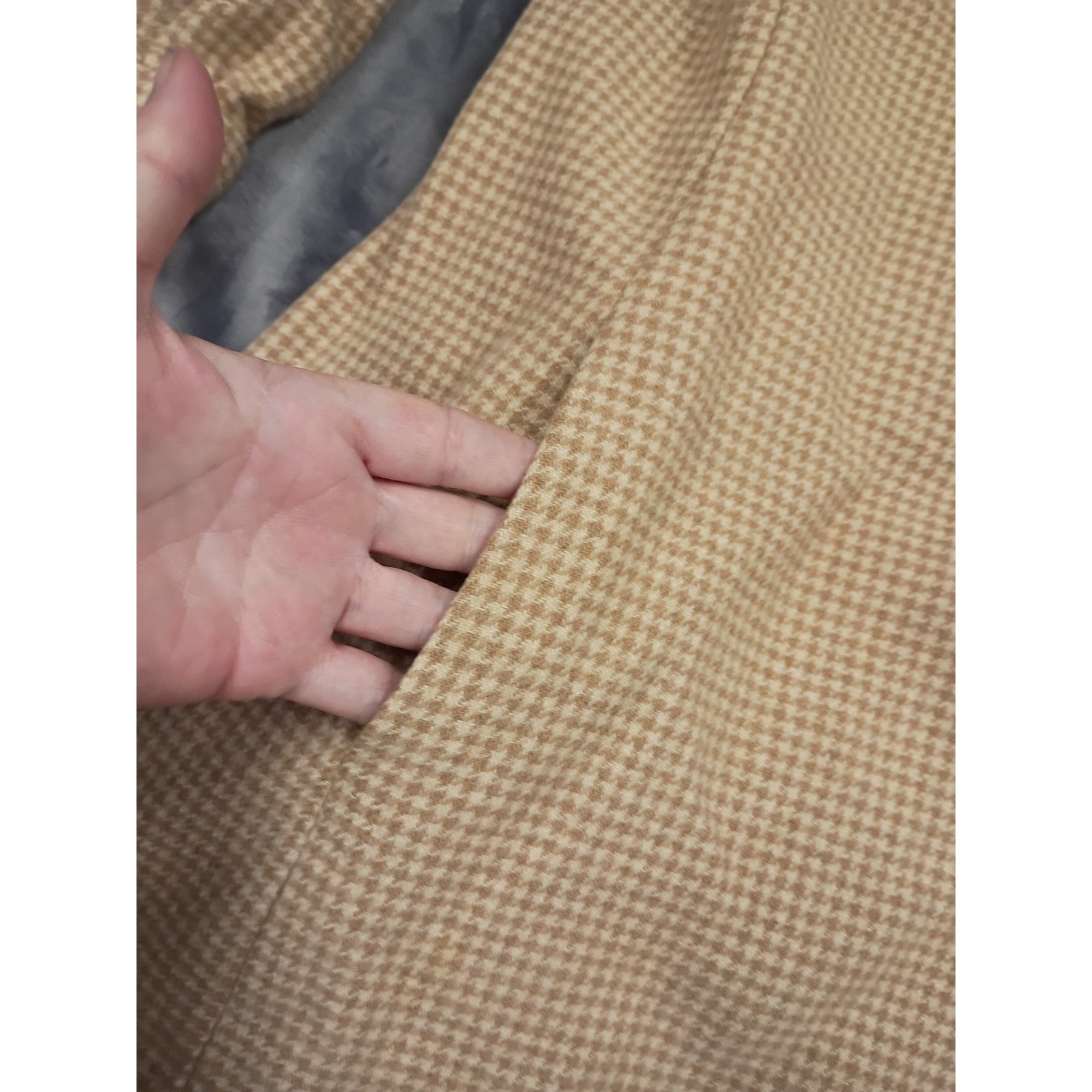 Boutique by Charles Cooper Vintage Houndstooth Dress Womens Tan Mod 60s 70s