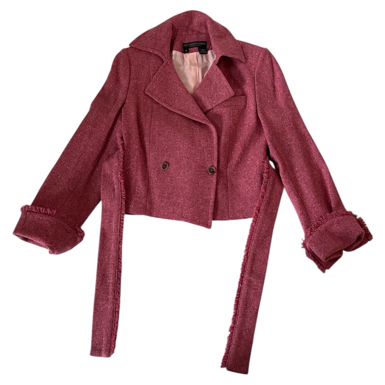 Vintage The J Peterman Company 100% Wool Pink Button Tie Y2K Jacket Women’s S