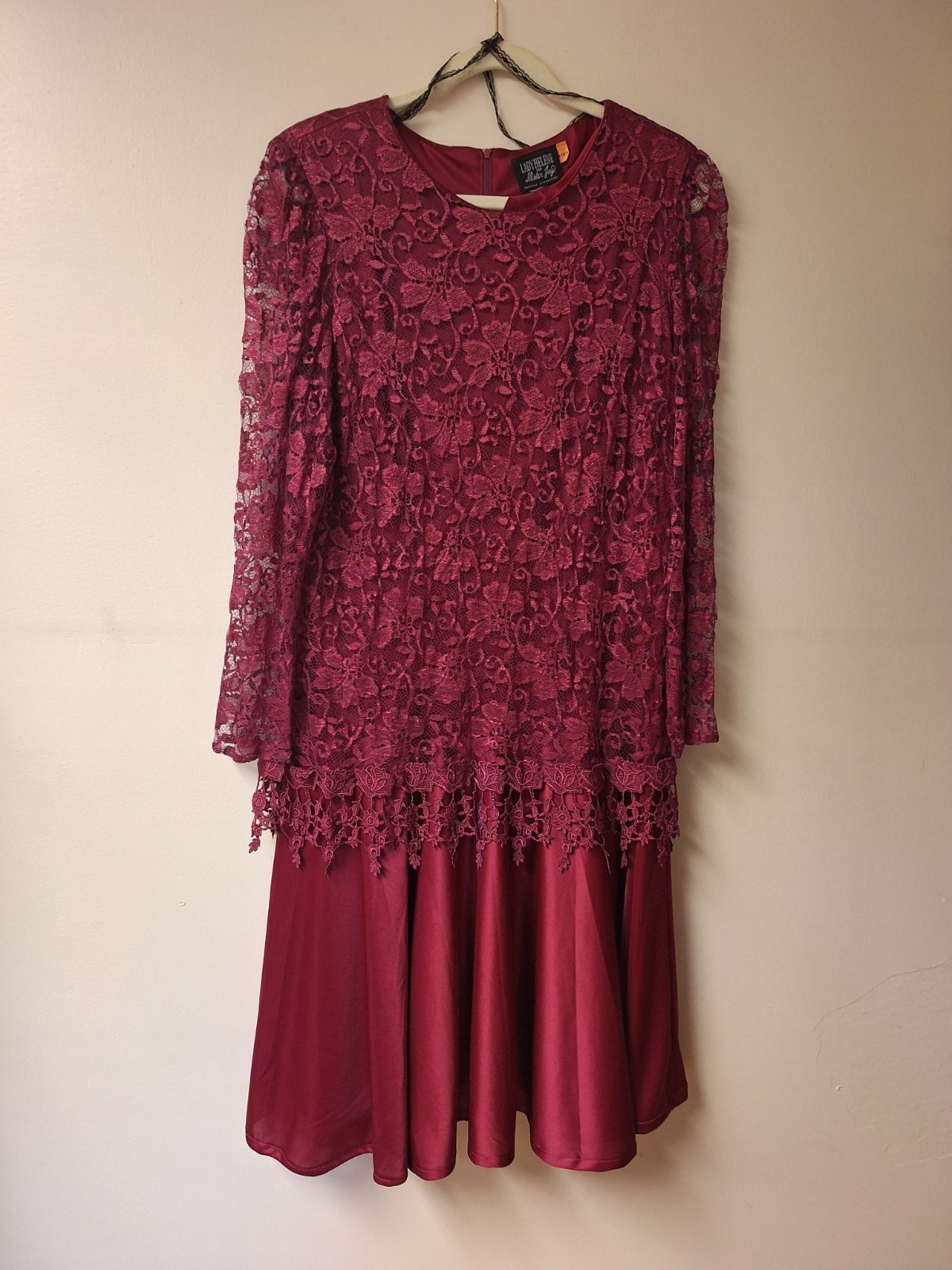 Vintage Lady Helene For Mister Jay Womens Dress Size 18 1/2 Burgandy