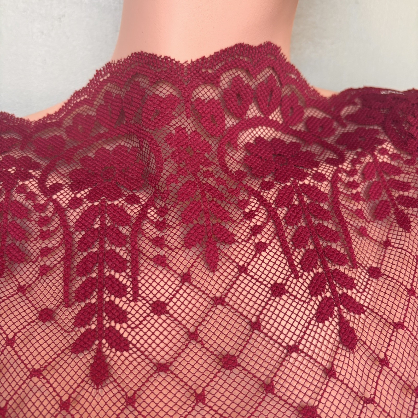 Vintage Burgundy Wine Lace Formal Dress Prom Wedding