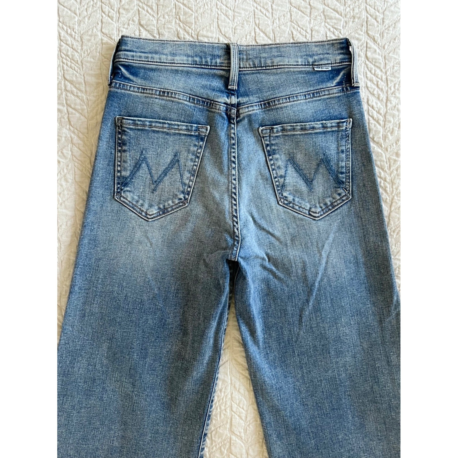 MOTHER The Tomcat Roller Ankle 27 Light Blue Jeans Wide Leg Crop