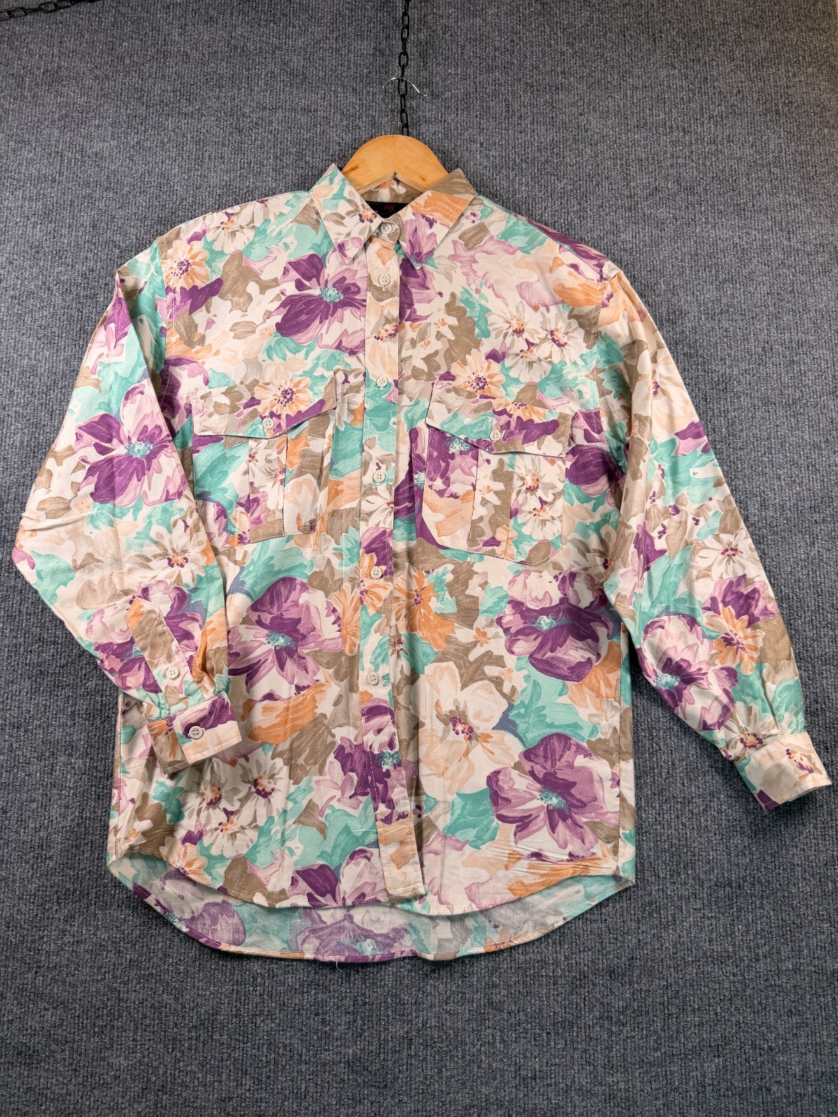 VTG 80s Abercrombie Fitch Floral Button Up Women’s Size Small Made in USA Cotton