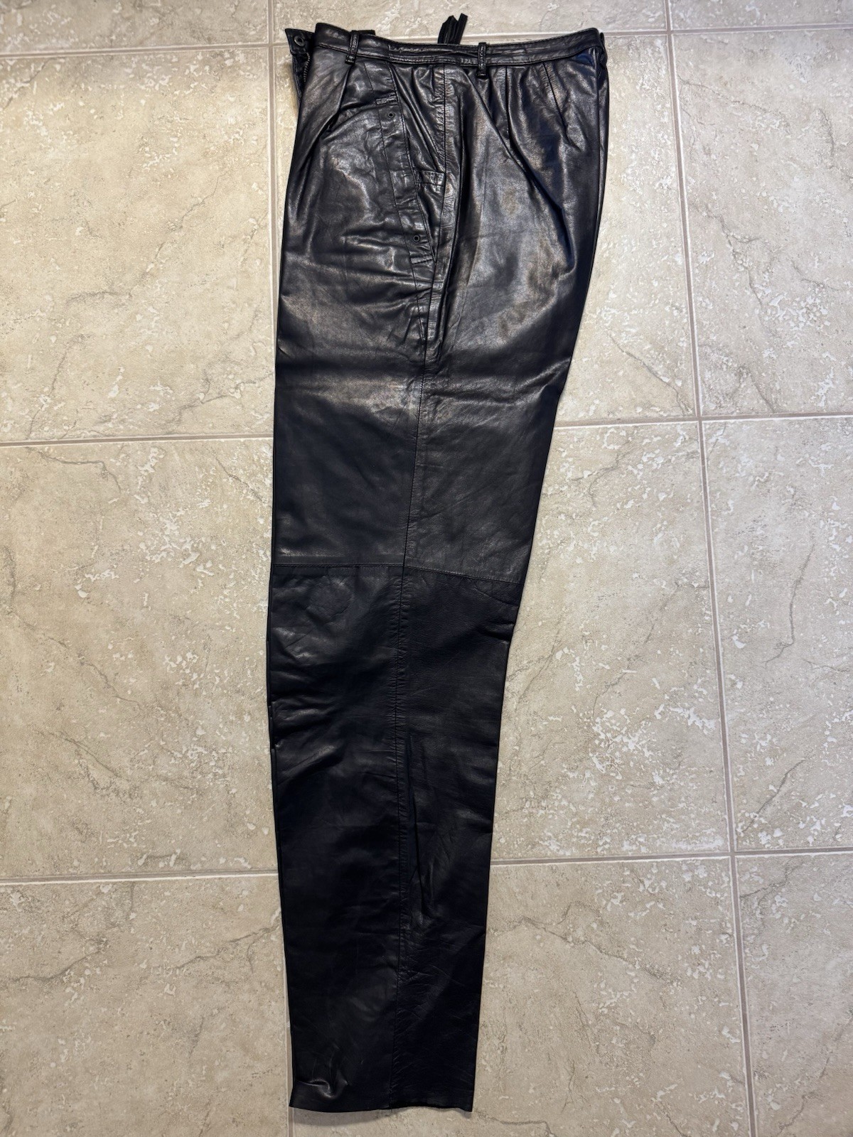 Women’s Vintage 1980’s INTUITIONS Black Leather Jacket & Pants Set Size 10-12