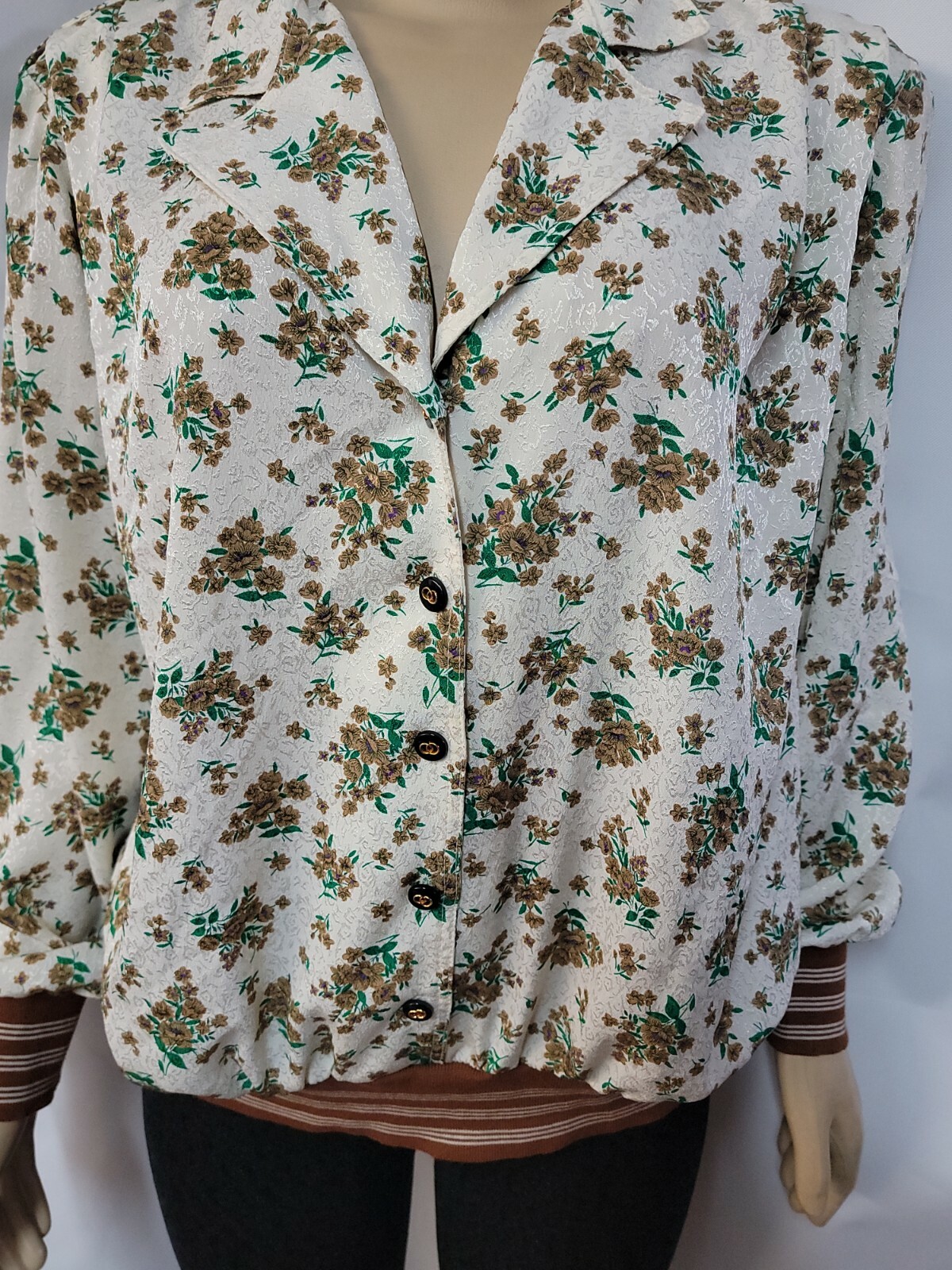 VIRGINIE Paris Designer Vintage Made in France Ribbed Hem Top Size S (1) #W4