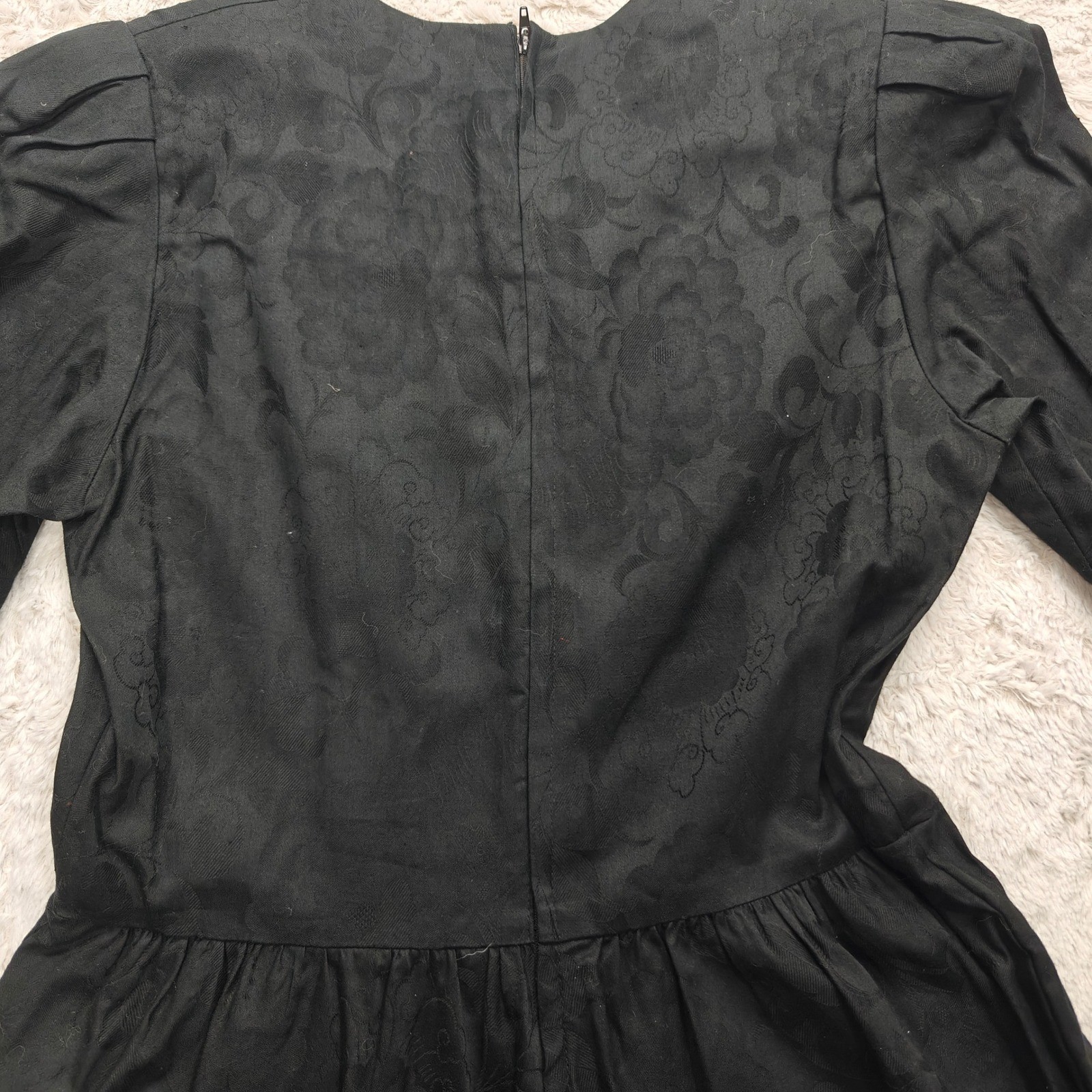 VTG Lanz Dark Romantic Gothic Midi Dress Womens Size 14 Floral Jacquard Vamp