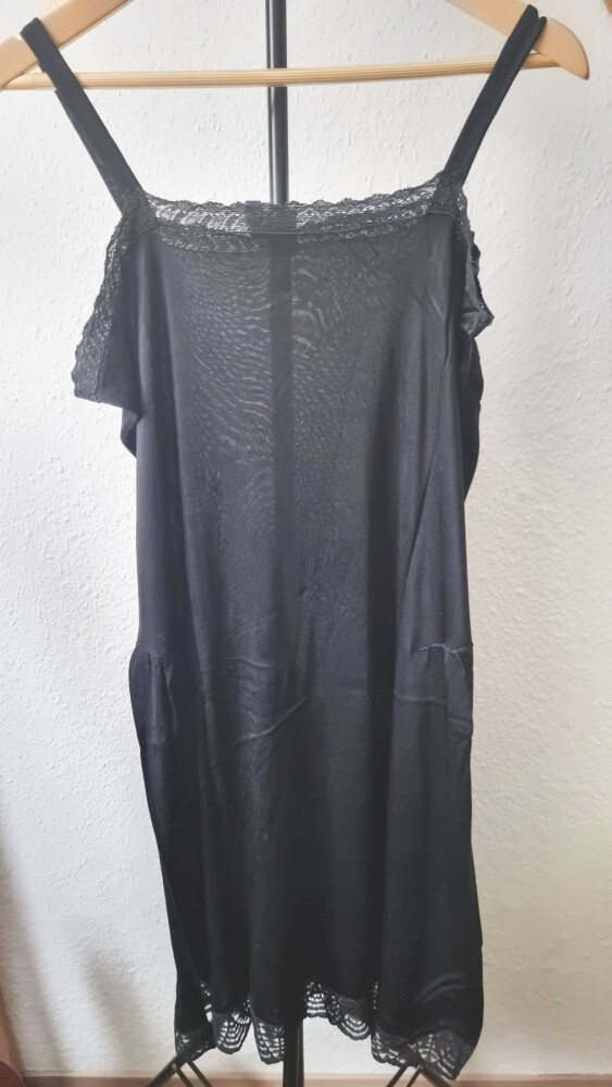 Vintage Black Negligee Tank Top Womens Slip Dress