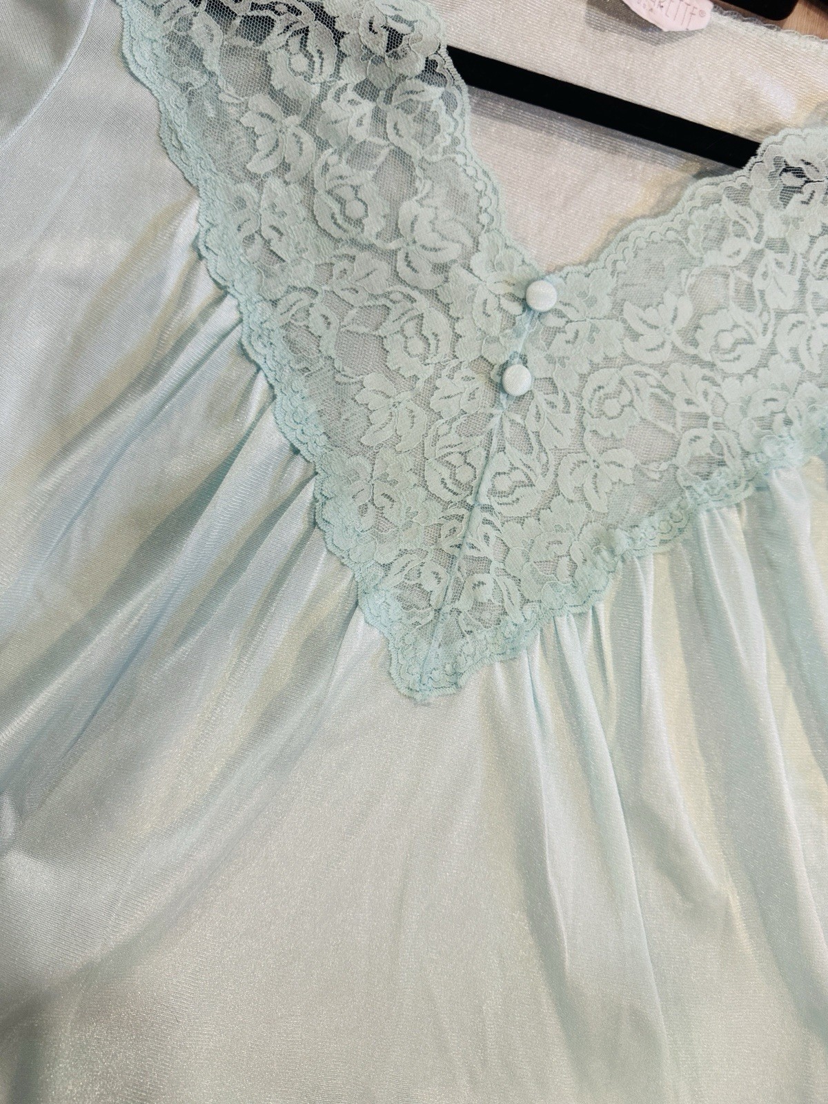 Vintage Vasarette Baby Blue Pajama Set Short Sleeve Pants Sz L