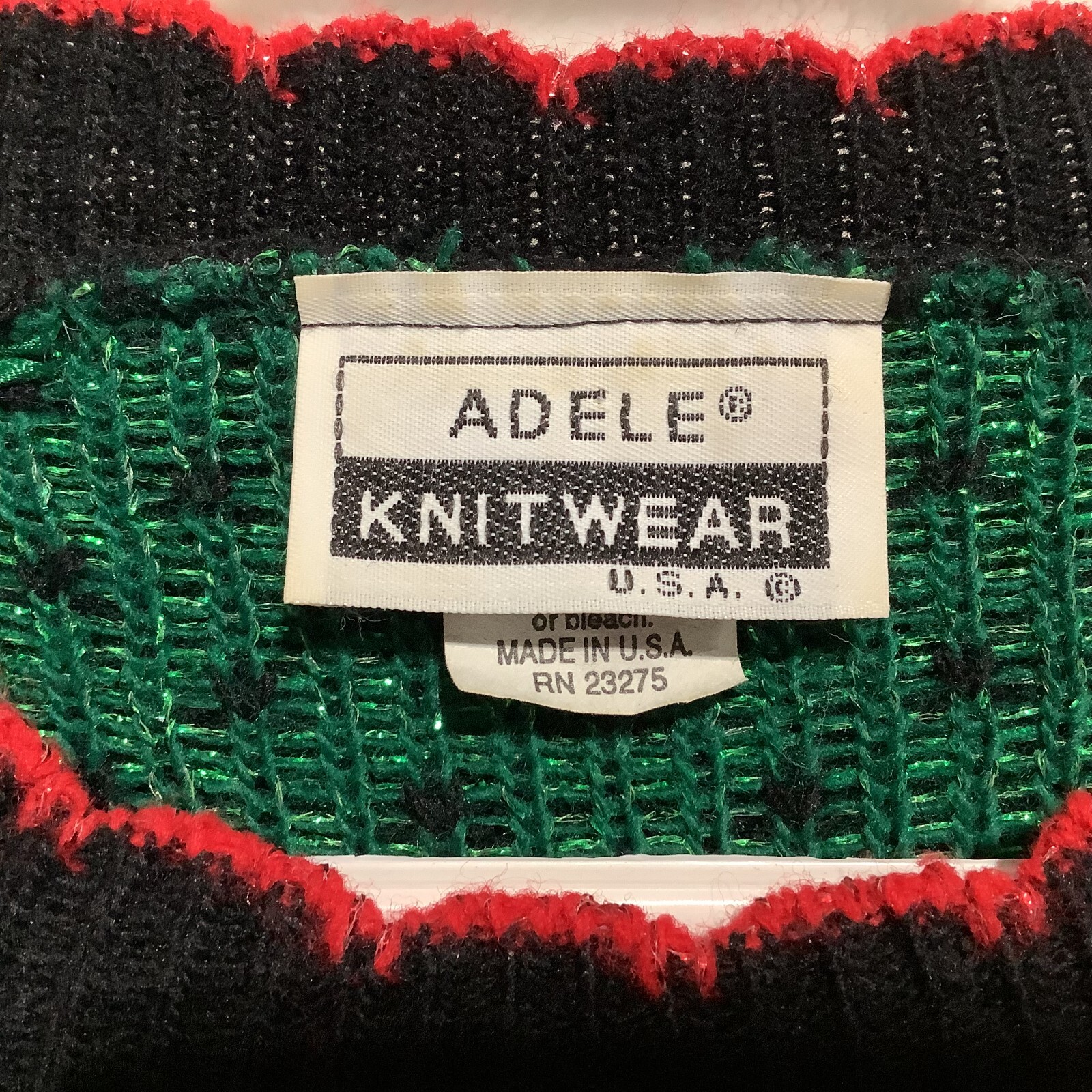 Adele Knitwear Sweater Poinsettia Glittery Christmas Holiday Party XL** USA Made