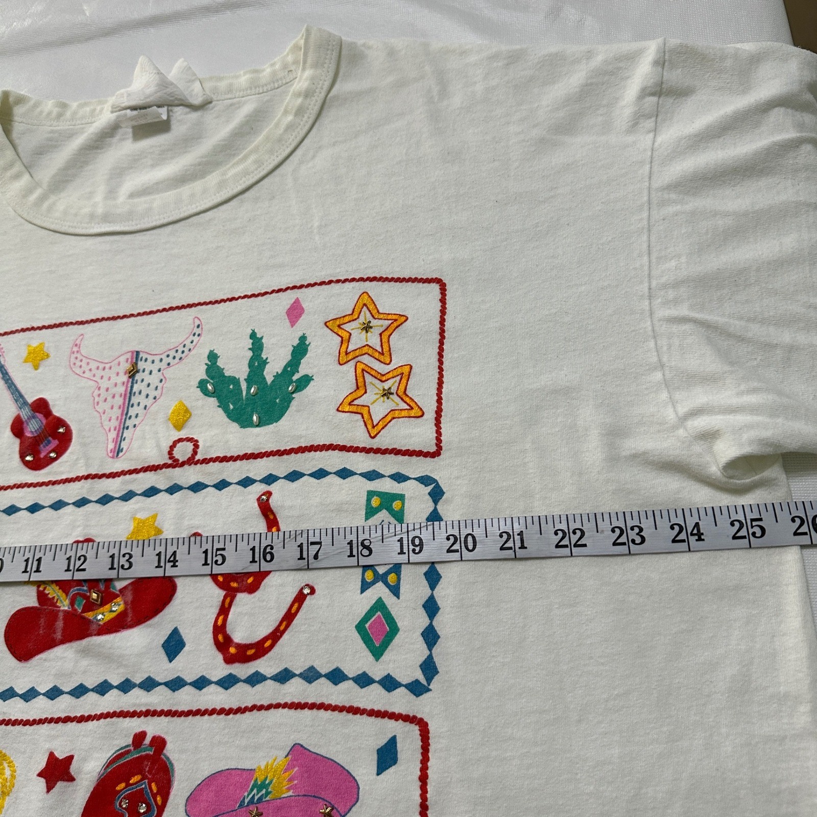 VTG 90s Western Cowgirl T-Shirt Single Stitch OS Boxy 3D Print Festival Rodeo