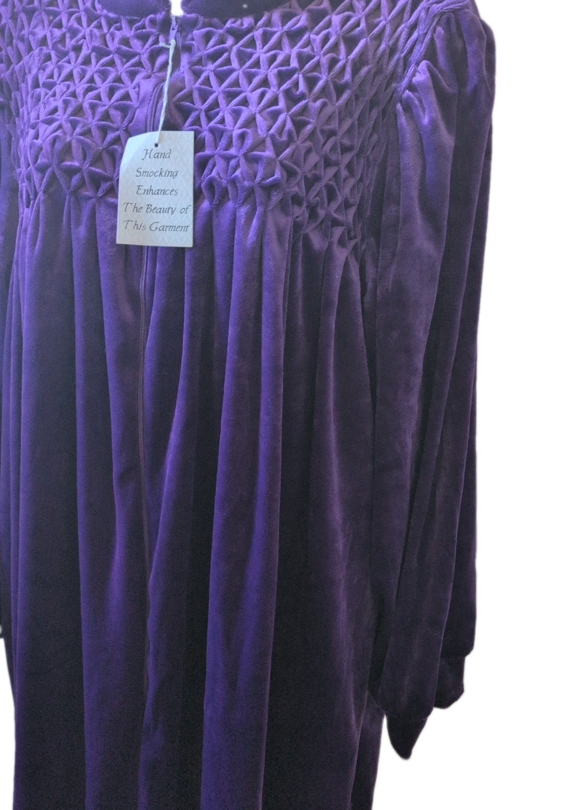 Vintage Women’s Saybury Pintuck Velvet Robe Purple Night Gown Lounger – 3X – New