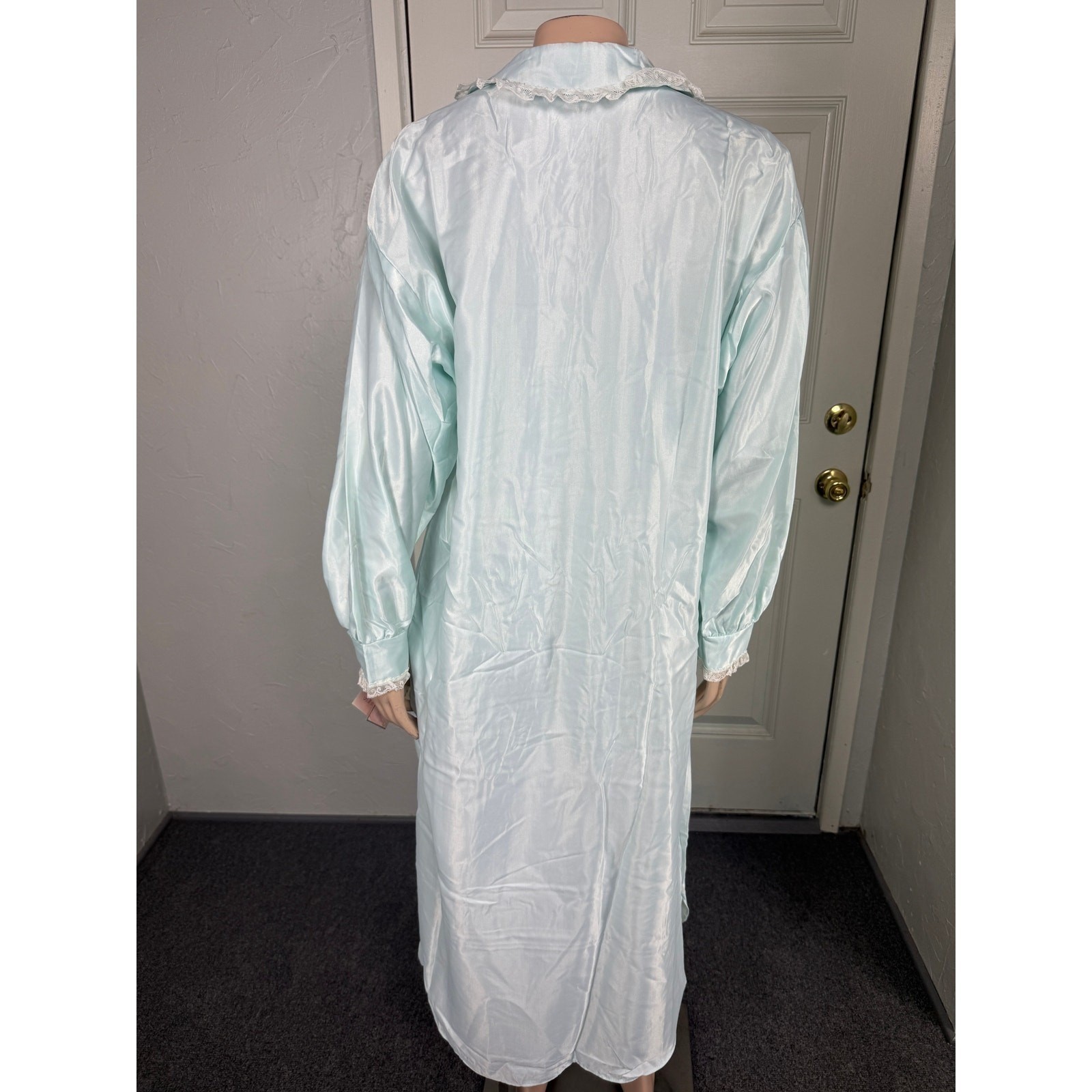 Vintage Barbizon Nightgown Small petite Satin Floral NOS Embroidered Lace H12