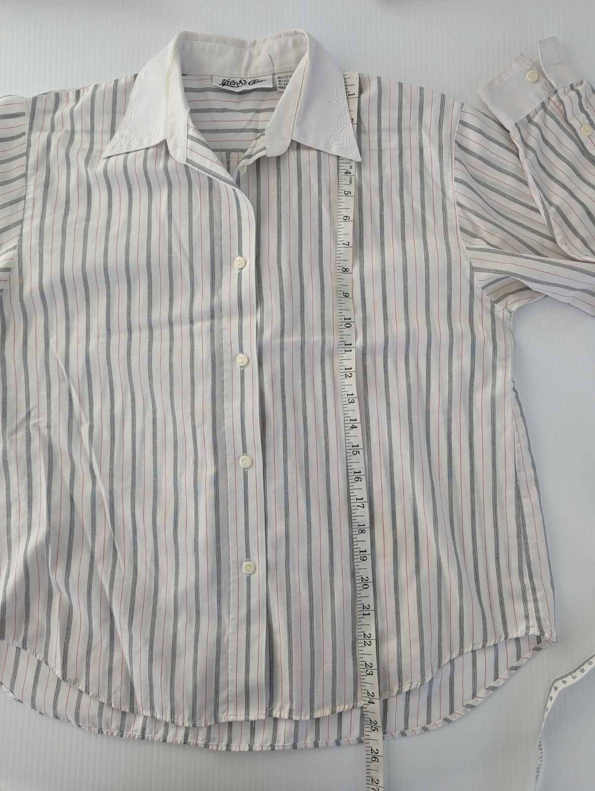 Lot 3 VTG Womens 8/LG Collared Button Blouses Yves St Clair Ralph Lauren Stripes