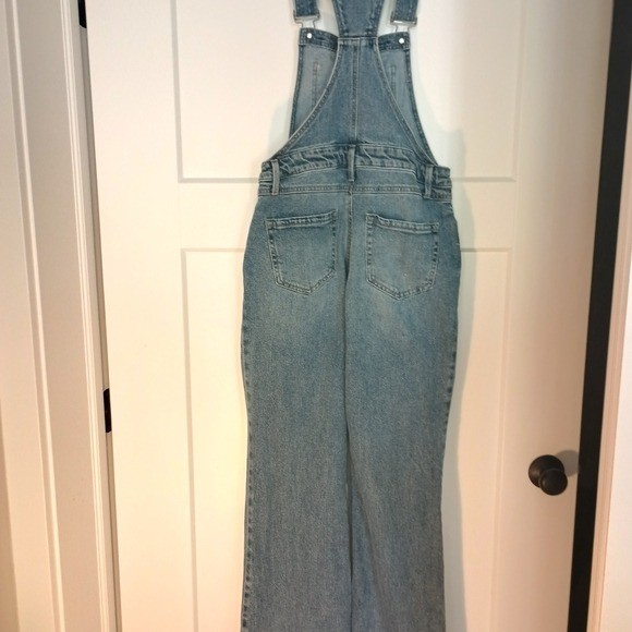 Happily Grey Flare Denim Bib Overalls Light Wash Sz 26 Cowgirl 70s Retro