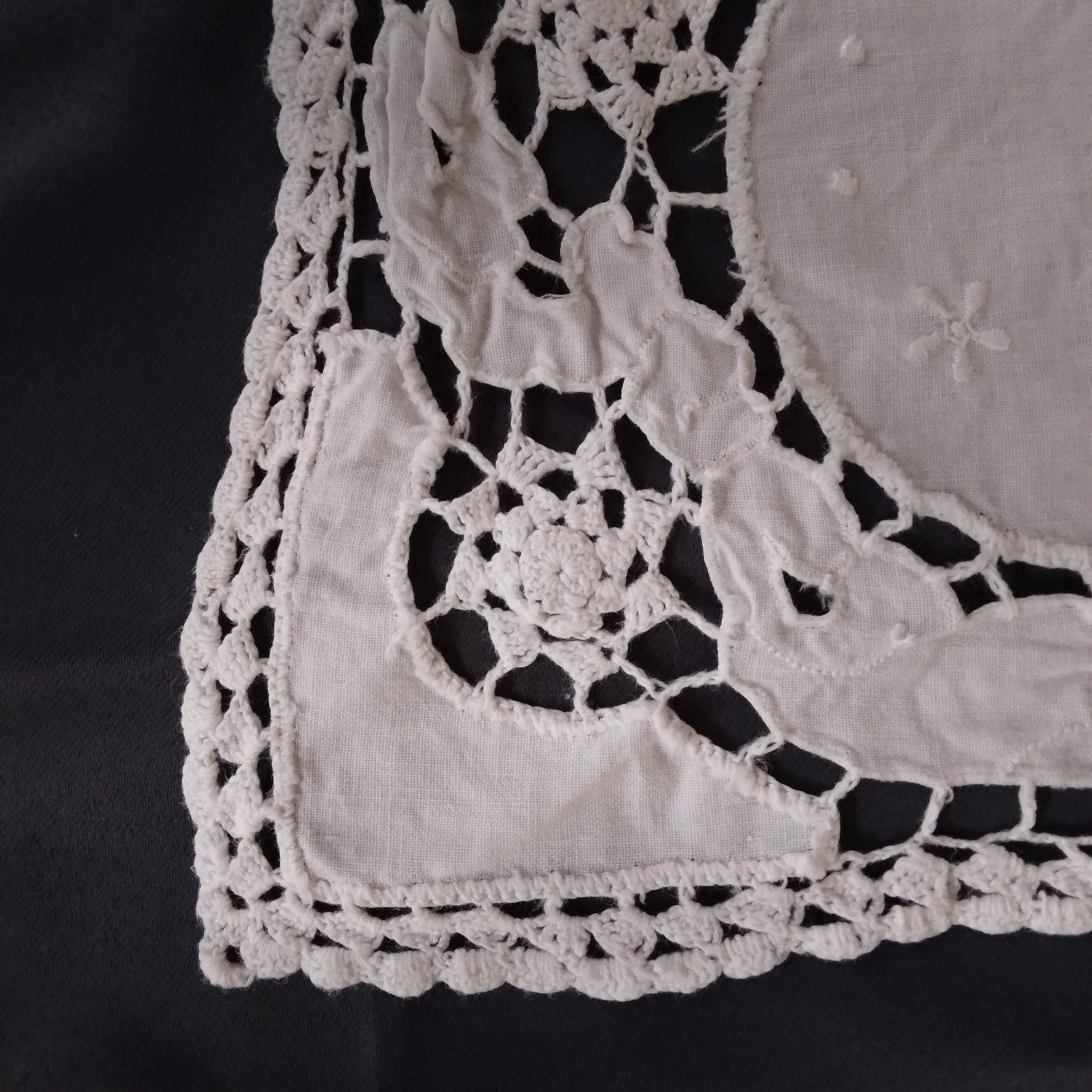 Vintage Four Handmade Whitework Lace Dress Yoke Collar Embroidered Crochet