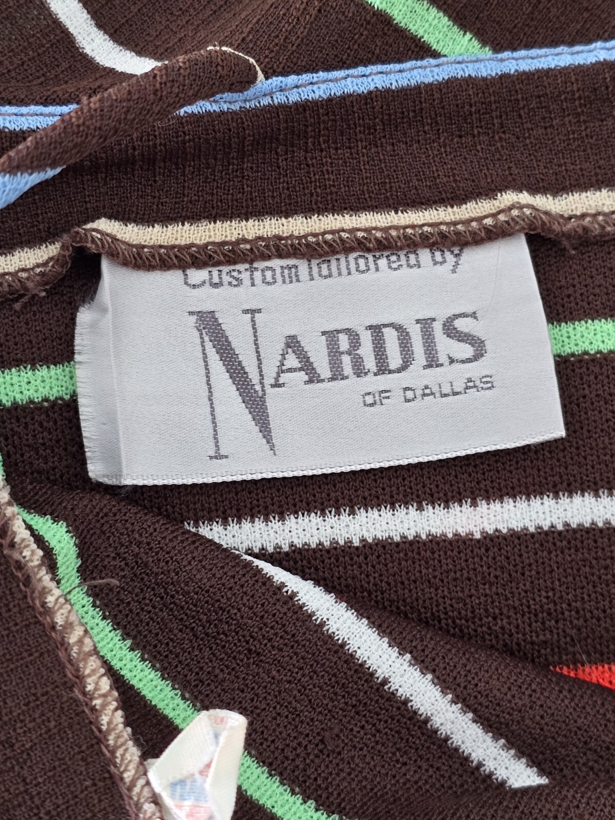 Vntg 70’s Nardis Of Dallas Multi Color Striped Asymmetrical women’s Day Dress