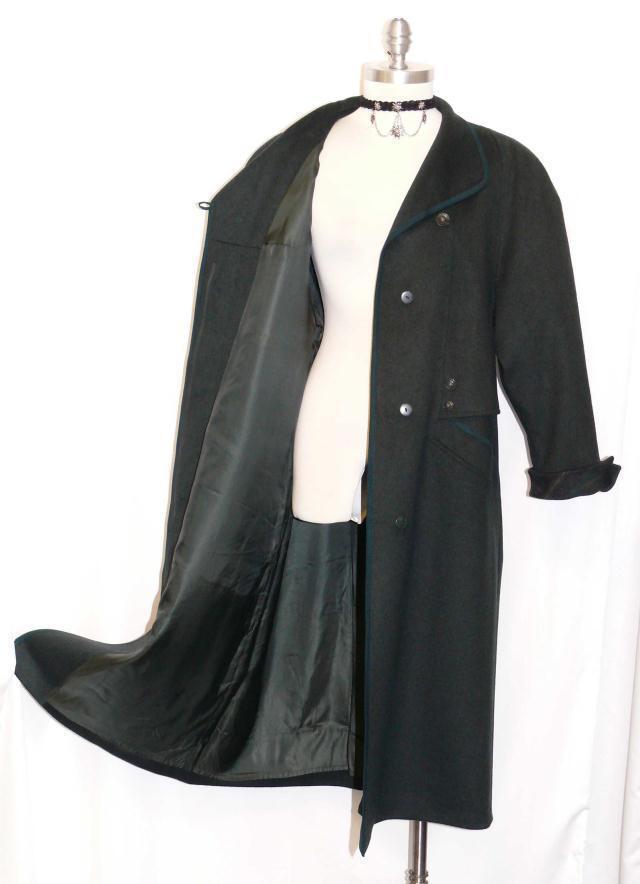 L 14 B45″ Loden Wool, ALPACA Long WINTER COAT Green Jacket Women WARM German