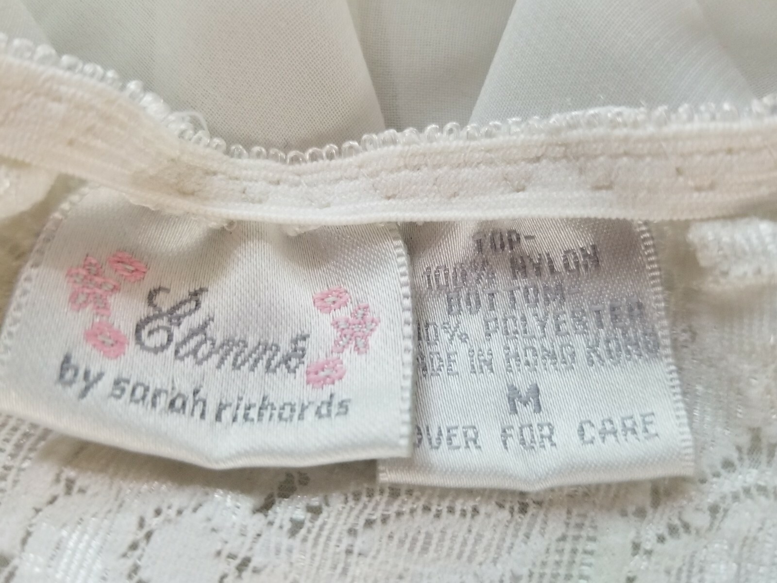 Etonne by Sarah Richards Vintage White Negligee Short size Medium Lace Bodice