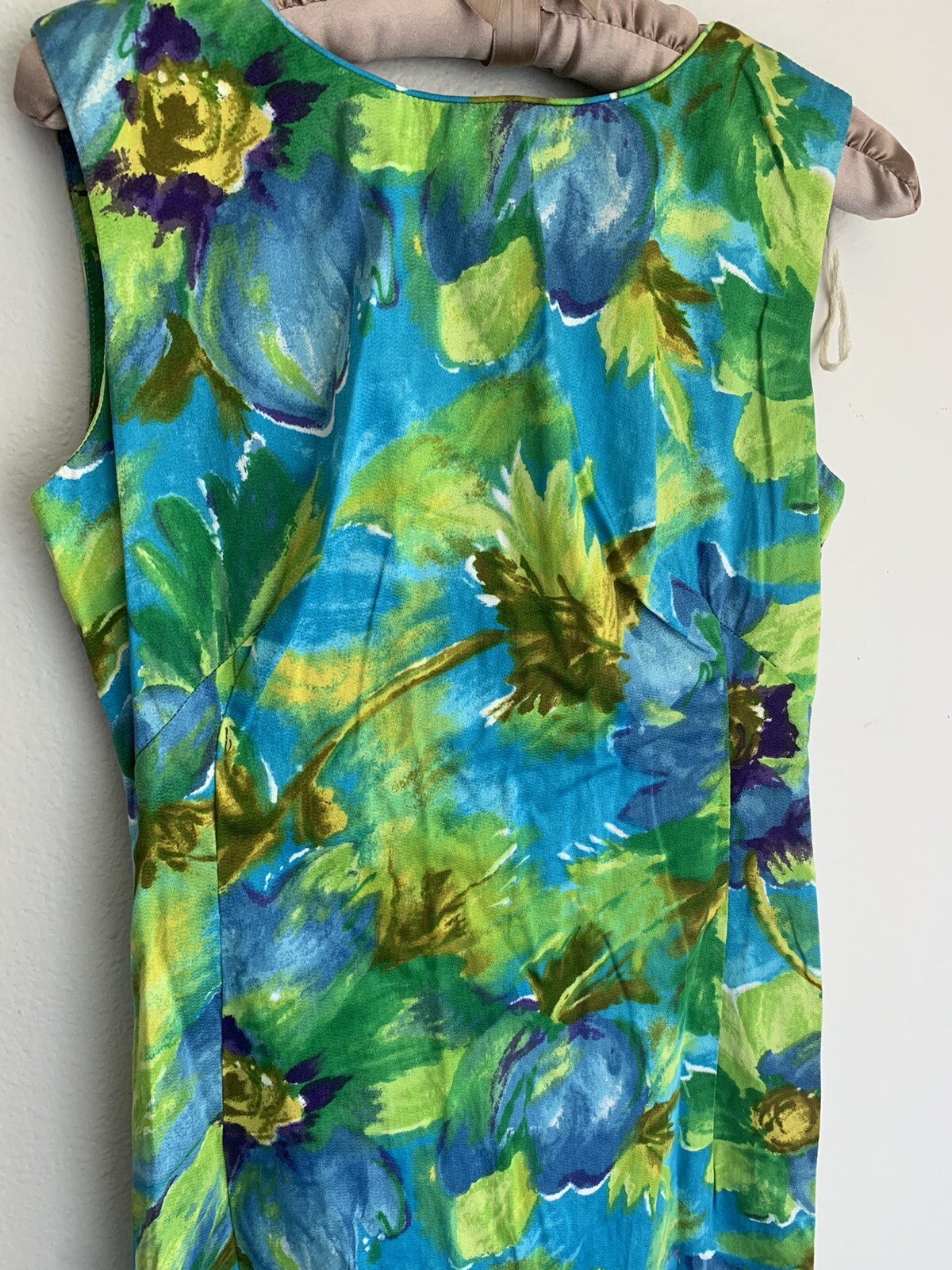XS/S Vintage Hawaiian Togs Maxi Dress Blue Green Tropical 60s 70s Floral Aloha