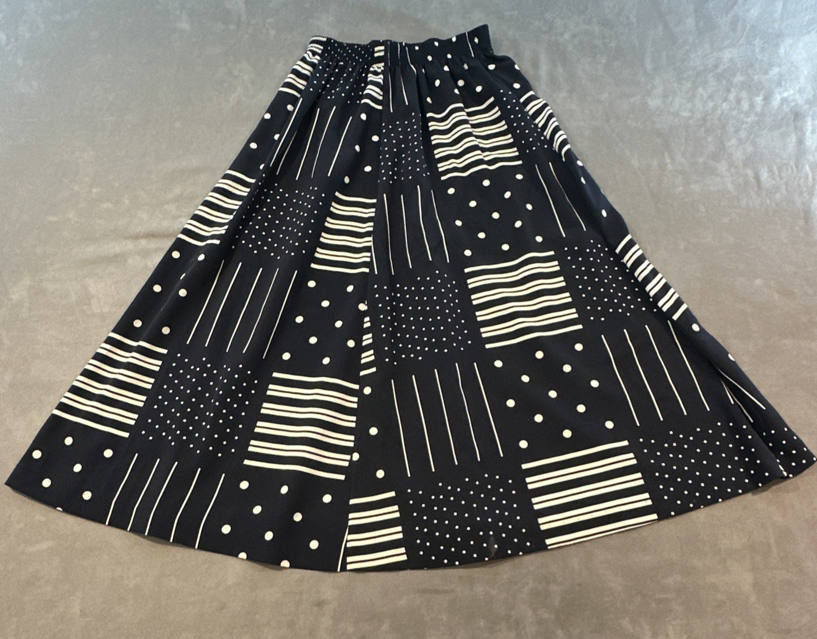 Vintage Mod Nautical Graphic Preppy Maxi Womens Skirt S USA Made Navy Indie Boho