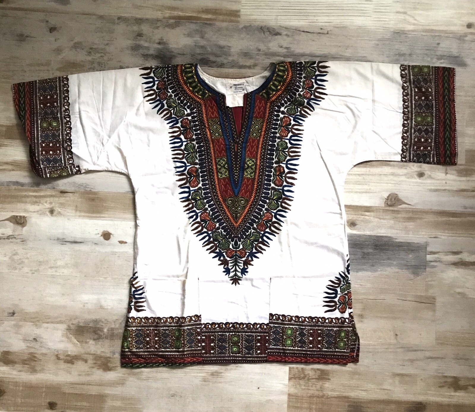 VTG BOHO HIPPIE Retro TUNIC TOP Modesto Jamaica Sz Medium Pockets