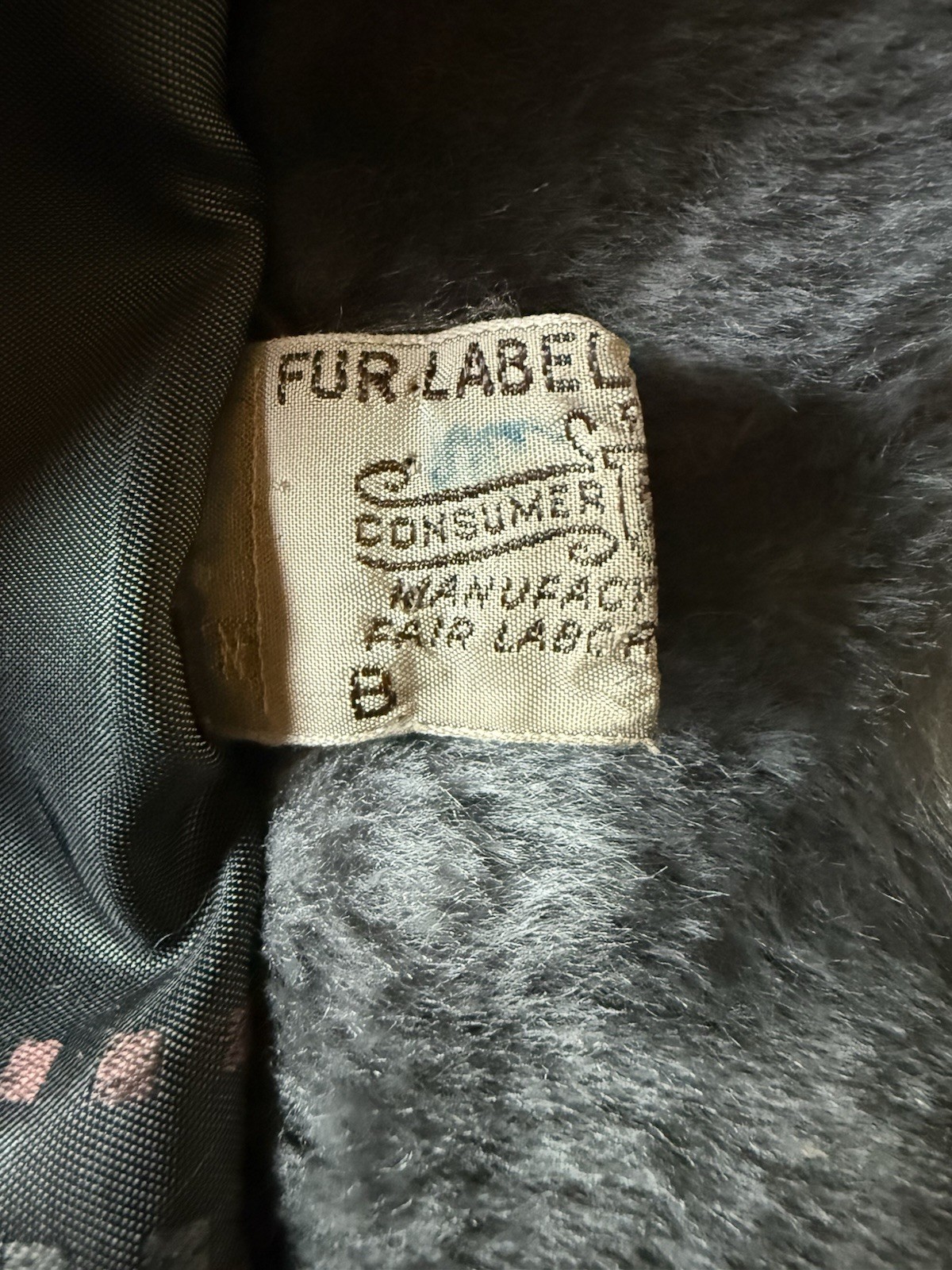 1958-1960 „Fur Label Authority” Grey, Faux Fur, Knee-Length Winter Coat