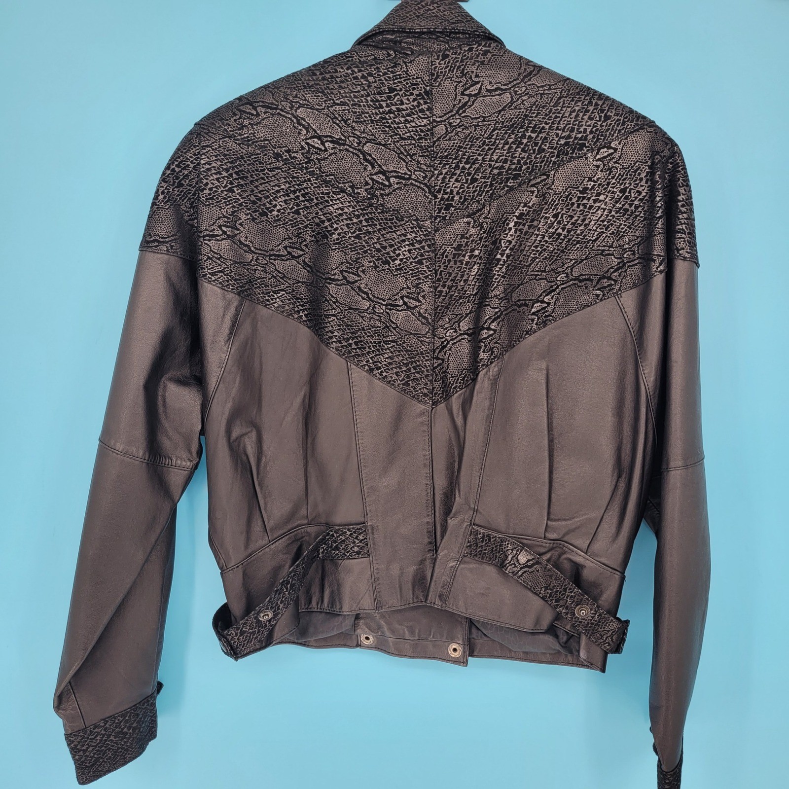 G-III Leather Fashions Jacket Womens Size S Vintage 80s Snakeskin Double Breast