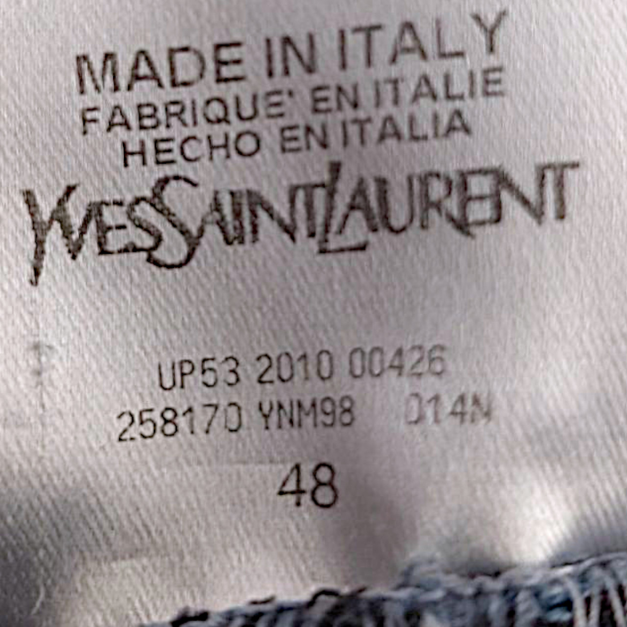 Yves Saint Laurent vtg 90s oversized YSL embossed logo distressed jeans IT 48