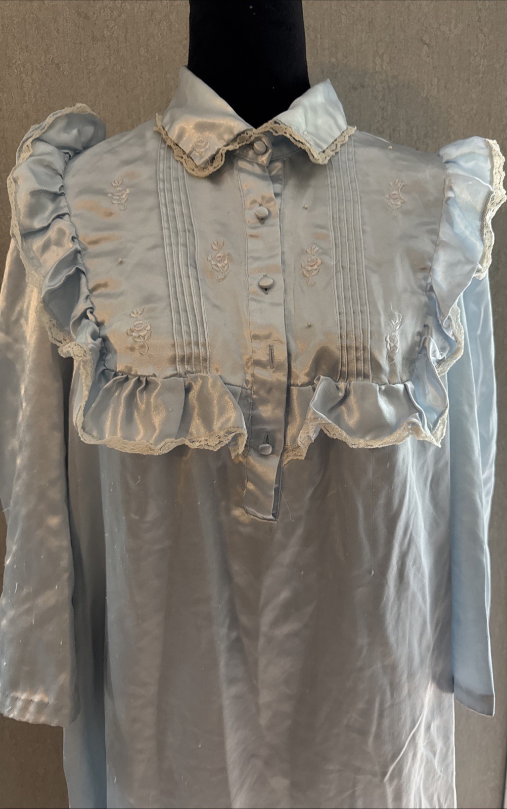 Vintage 80s Honors Intimates Brushed Back Satin Nightgown Flannel Lined