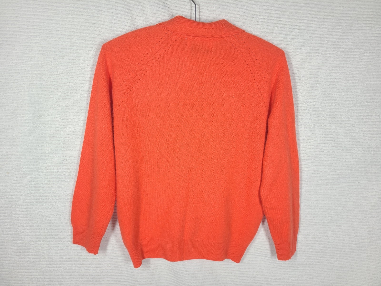 Vtg 60s Pinup Cardigan Sweater Princess Seam Wool Blend M L 38 Coral Orange Pink