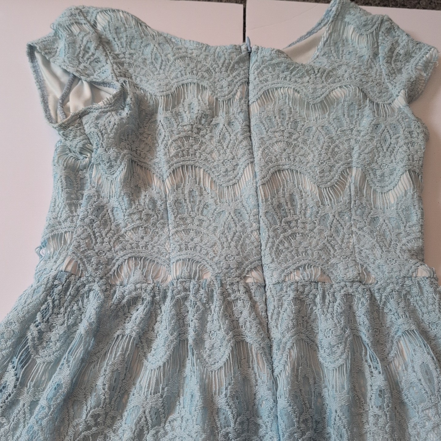 y2k 90s lace midi dress L Blue boho Cottagecore Fairy whimsy babydoll festival